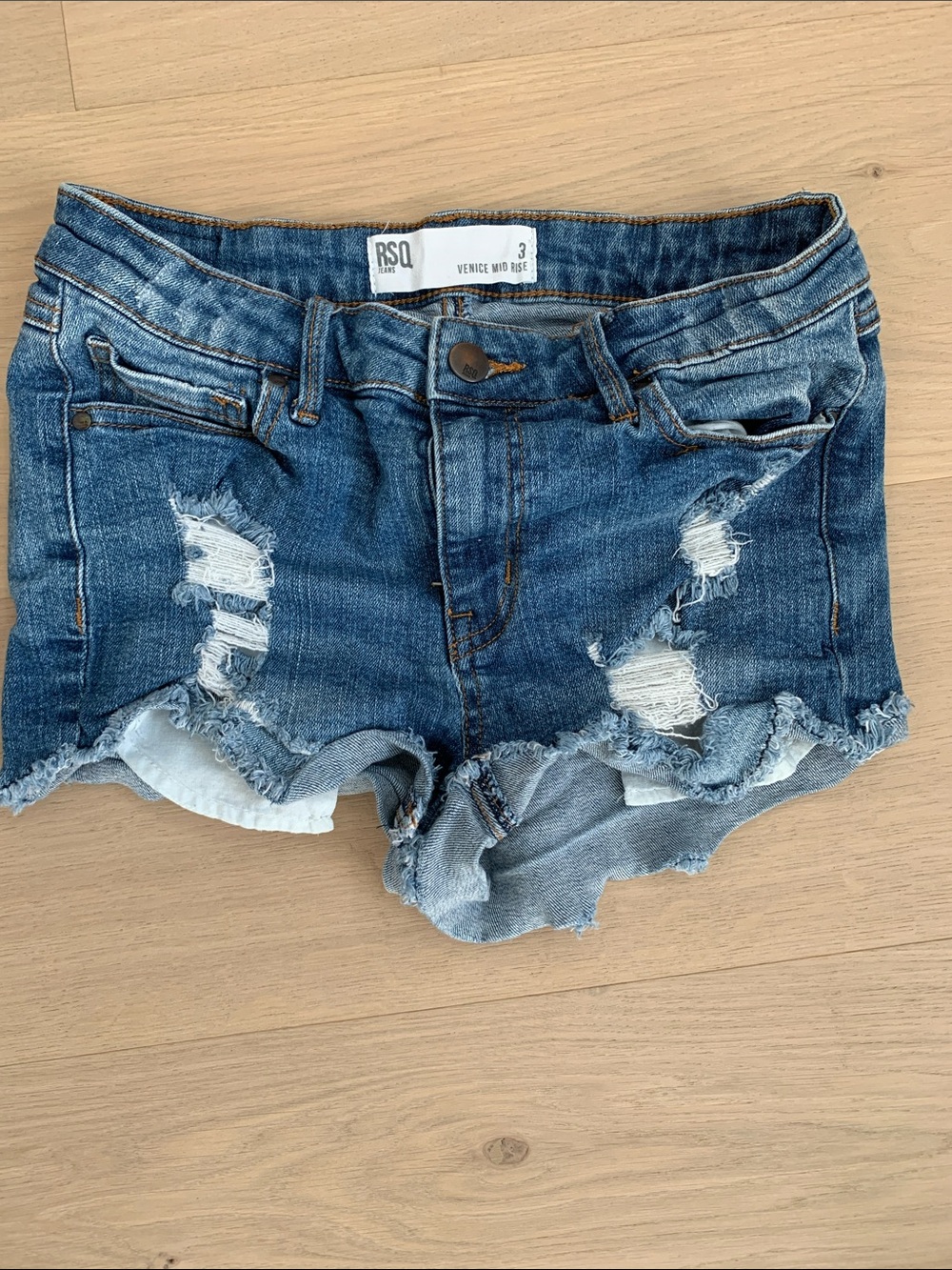RSQ Denim Distressed Cutoff Shorts - Blue Wash